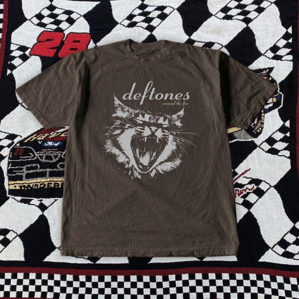 Deftones Around The Fur Hissing Cat Brown Tee